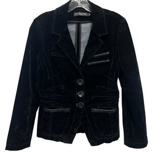 🇫🇷VINTAGE AVENUE MONTAIGNE, PARIS VELVET LEATHER TRIMMED JACKET